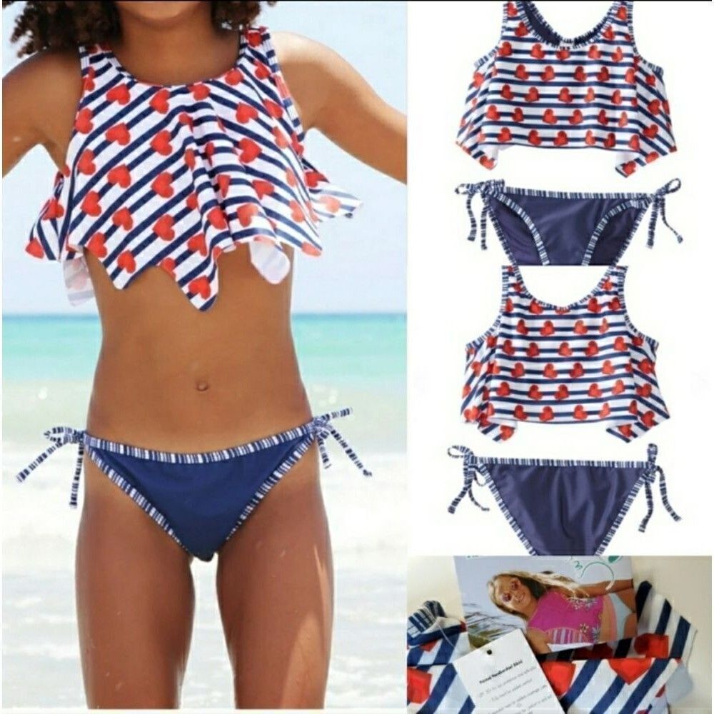 NEW LIMEAPPLE / Nordstrom HANDKERCHIEF RED WHITE BLUE BIKINI SWIMSUIT 36" 20 NWT